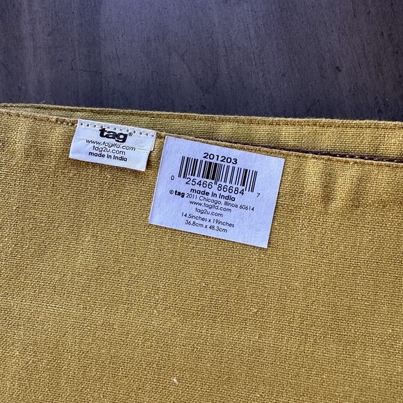 TAG Fall Placemats Set of 8 Rust Green Brown Earthtone Striped Cotton Blend. NEW - Picture 7 of 9